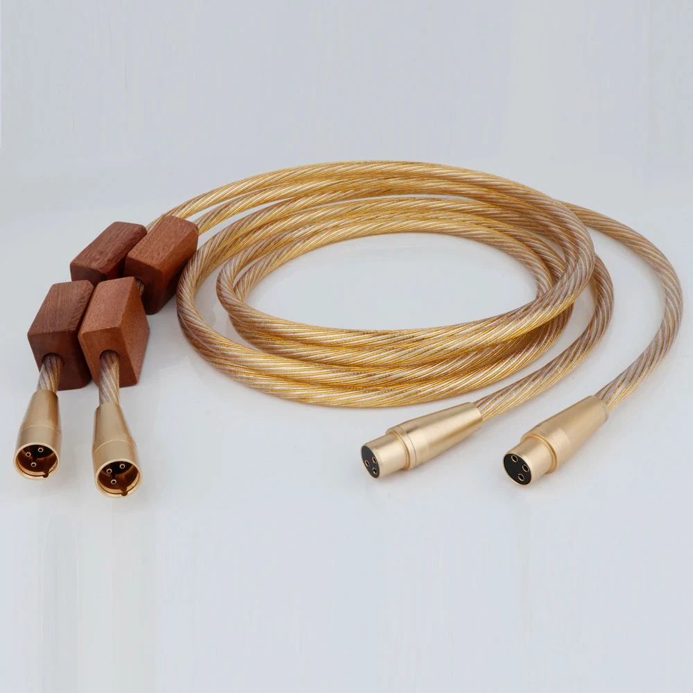 Пара золотых аудиокабелей RCA HIFI XLR «папа-мама» Lin, более высокие эталонные соединения, аудиофильские для усилителя компакт-диска