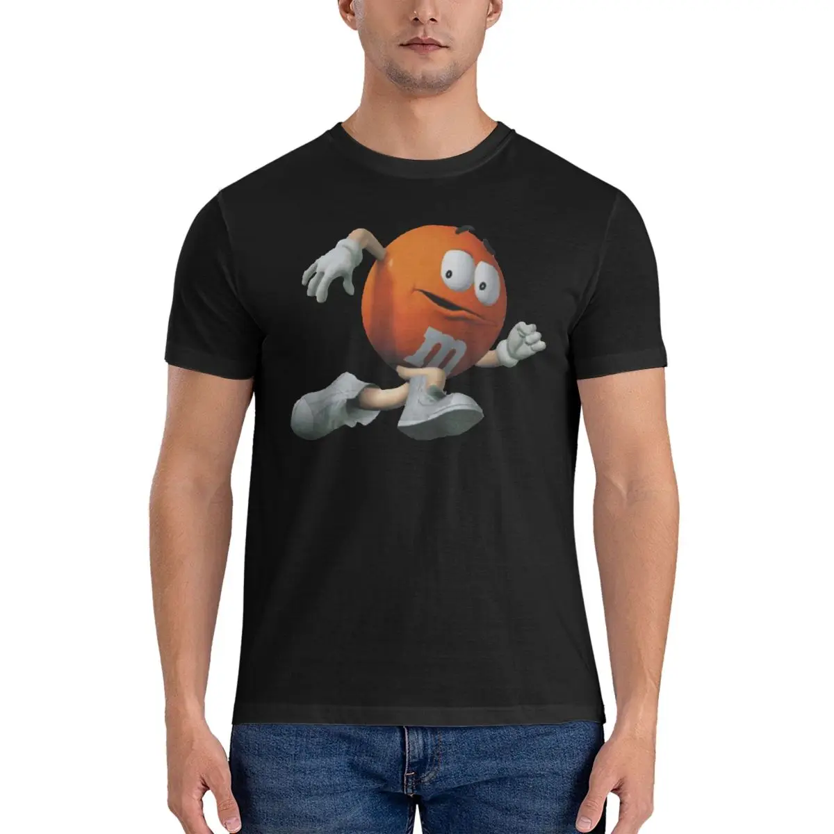 Camiseta naranja Vintage para hombre, Camisa de algodón puro con cuello Redondo, M, Chocolate, manga corta, ropa de verano