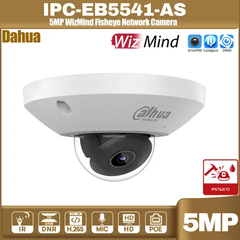 Original Dahua IPC-EB5541-AS 5MP WizMind Fisheye POE Network Camera Smart Event 1.4mm Audio Alarm I/O Built-in MIC SD Slot IP67