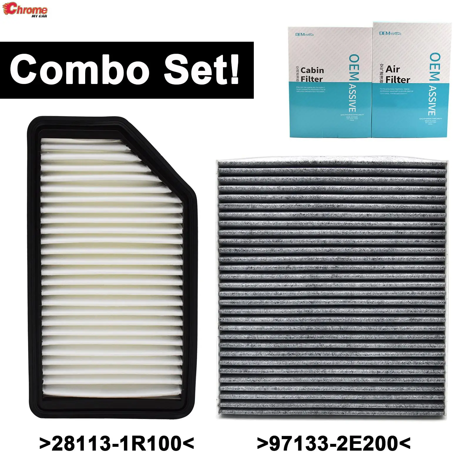 Combo Set Engine Cabin Pollen Air Filter 28113-1R100 For Hyundai Accent RB Veloster FS Kia Rio UB 2012 2013 2014 2015 2016 2017