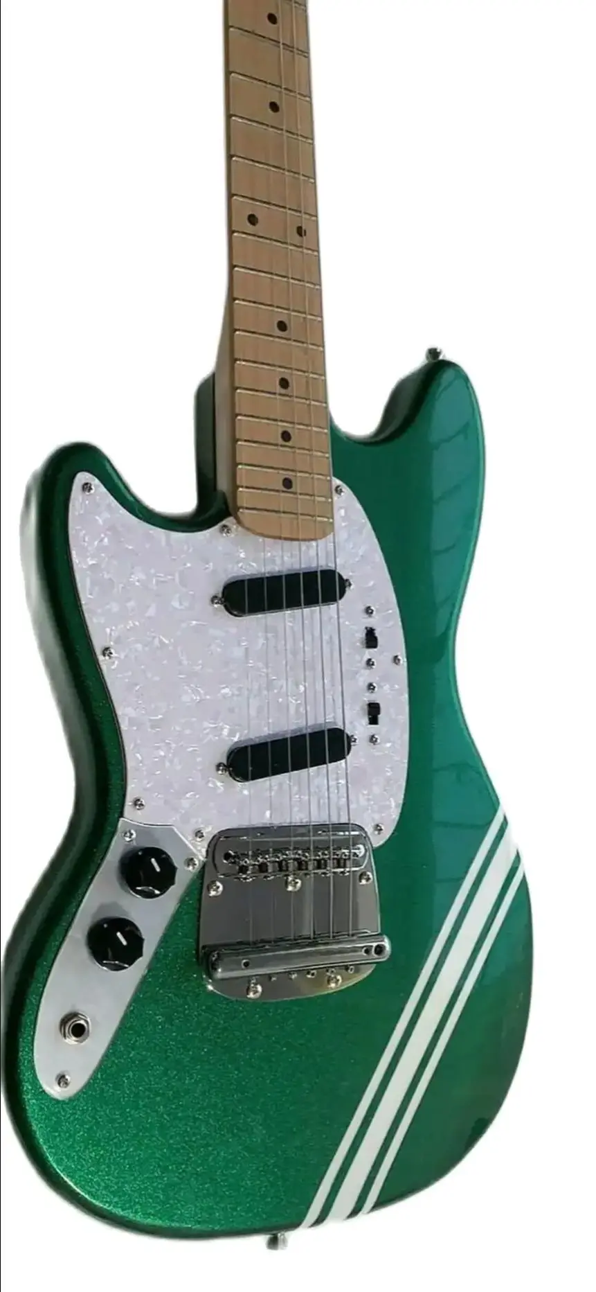 

New Arrive Custom Left Handed Electric Guitar In Green White Stripe 220603