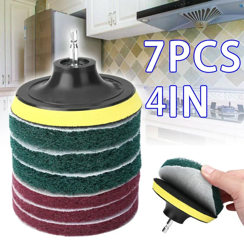 tile scrubber scouring pad kit de limpeza broca escova disco pad titular banheiro pcs 4 01