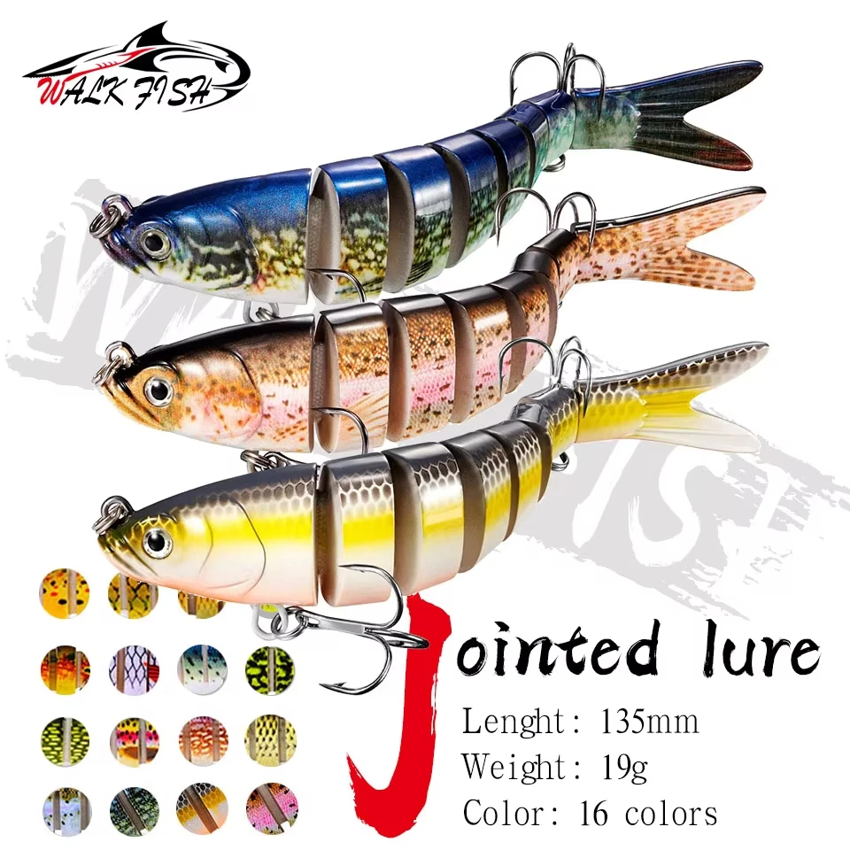 WALK FISH 1 Stück 19 g 13,5 cm Gelenk-Kurbelköder Swimbait Wobbler Angelköder Kunststoff künstlicher harter Köder Mehrsegmentierter Fisch