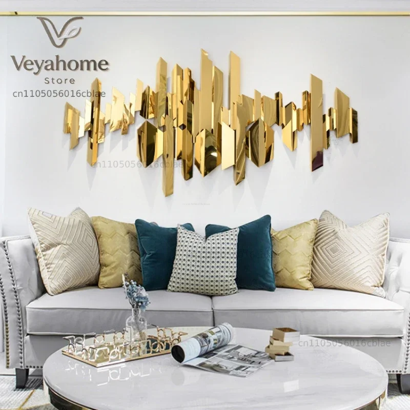 Living room background stainless steel wall decoration wall hanging light luxury wall metal decoration