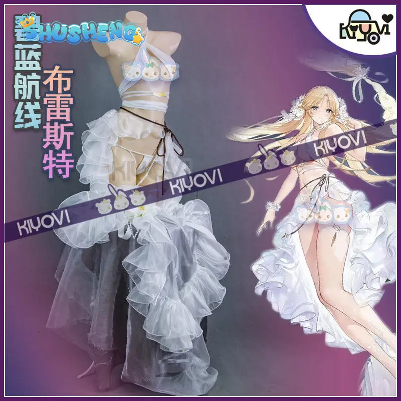 

Anime Azur Lane FFNF Brest Cosplay Costume Women elegant fishtail skirt headwear props Halloween carnival sexy beach swimsuit