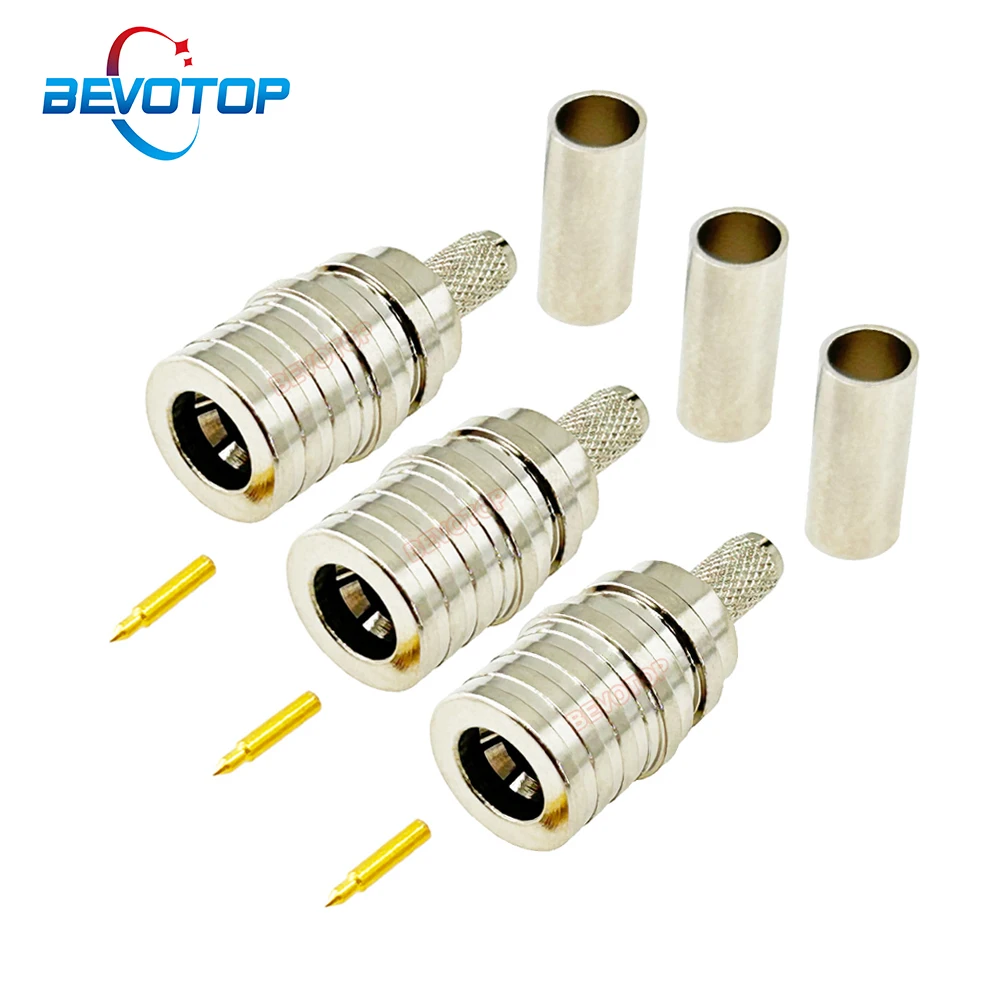 

BEVOTOP 10PCS/LOT RG316 QMA Male Connector Crimp RF Connector Plug 50 Ohm QMAJ-1.5 for RG174 RG316 LMR100 Cable