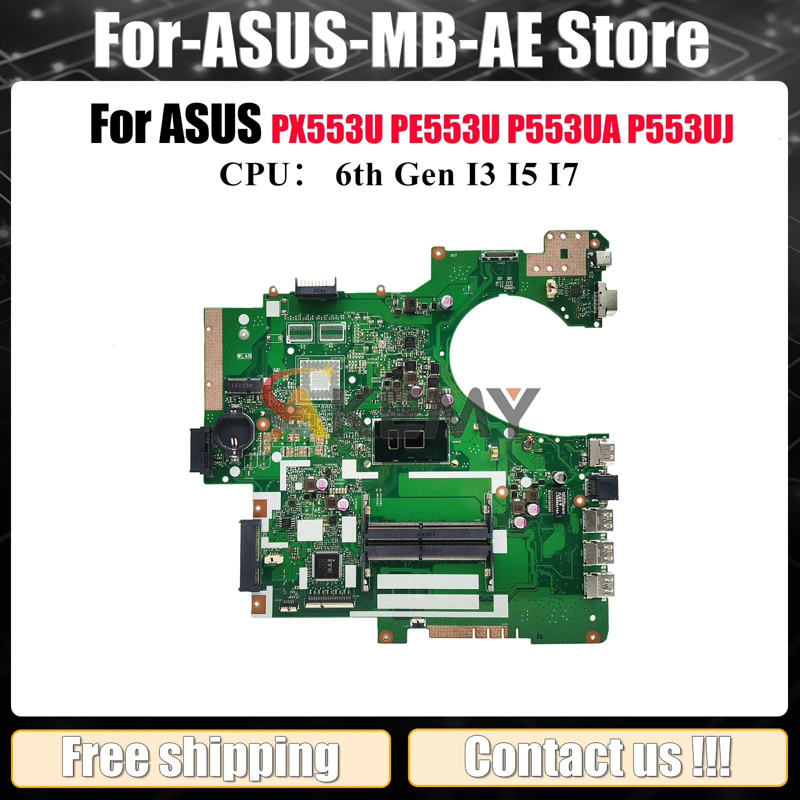 

P553UA Laptop Motherboard For ASUS ProArt P553U P553UJ RPO553U PX553U P553UA PE553U Mainboard W/ I3 I5 I7 CPU tests OK fast ship