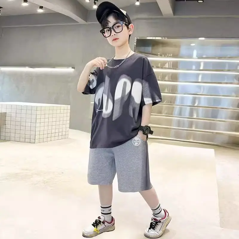 طباعة الأولاد مجموعات البلوز الاطفال أزياء الأطفال 8 إلى 14 سنة طفل ملابس الصيف ارتداء تيز الملابس مجموعة الكرتون الأطفال #5