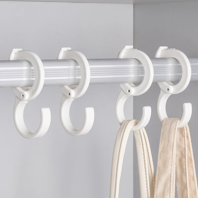 luluhut Plastic hooks with Snap ring Wardrobe rails S Hooks Children's coat rack Household Punch-Free Tie caps organizer