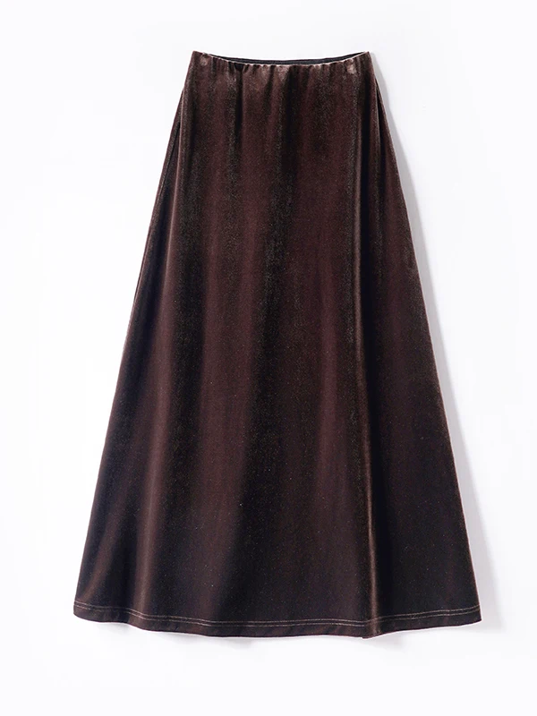 

Винтажная бархатная юбка-парусинка с завышенной талией, облегающая, женская, кофейного цвета, больших размеров, модная