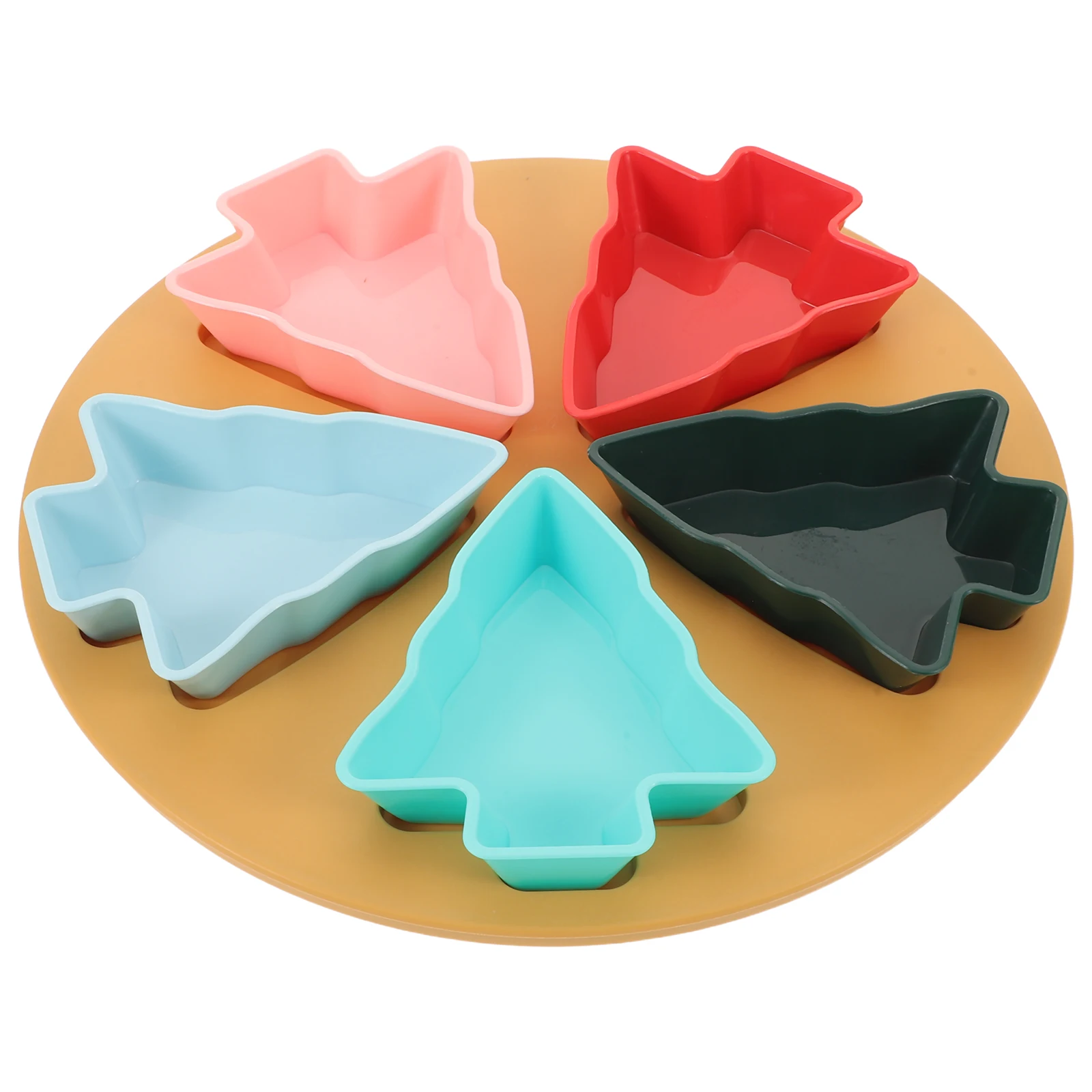

1Set Christmas Tree Platter 5 Grid Divided Snack Tray Candy Dish Nut Container Fruit Holder Christmas Party Decor