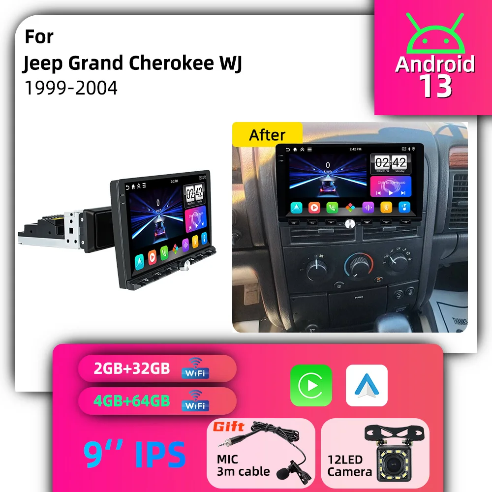 Car Stereo Android for Jeep Grand Cherokee WJ 1999-2004 1 Din 9