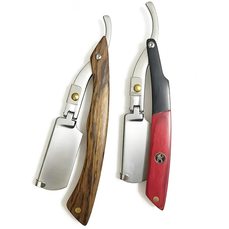 Barber Straight Razors for Men Natural Wood Handle Fit Double Edge Blades KnivesProfessional and Close Shaving With Blades
