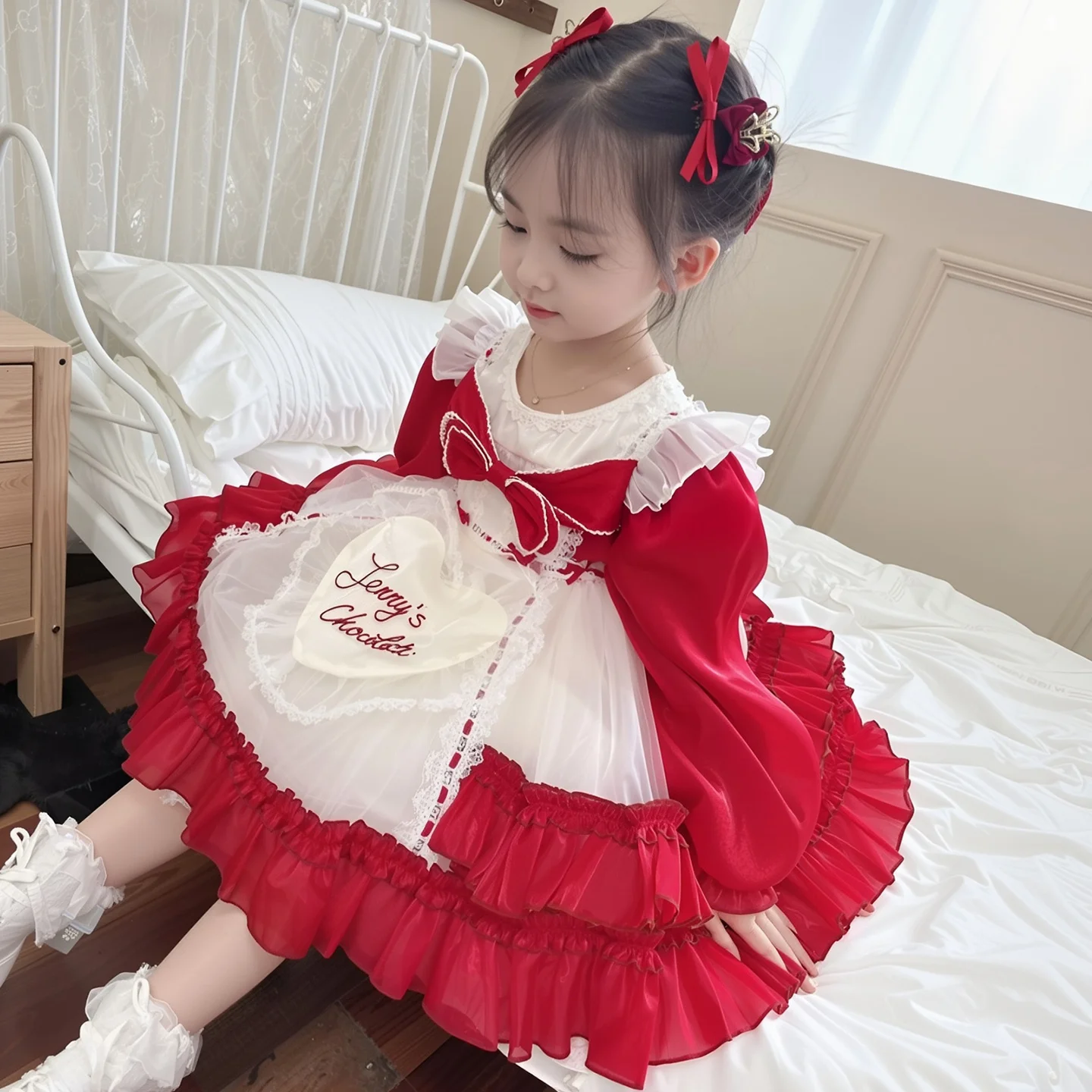 

Baby Girls Stage Performance Dress Kids Birthday Dress Child Party Skirt Princess Lolita Dress Little Girls Dresses Size 3-11Y