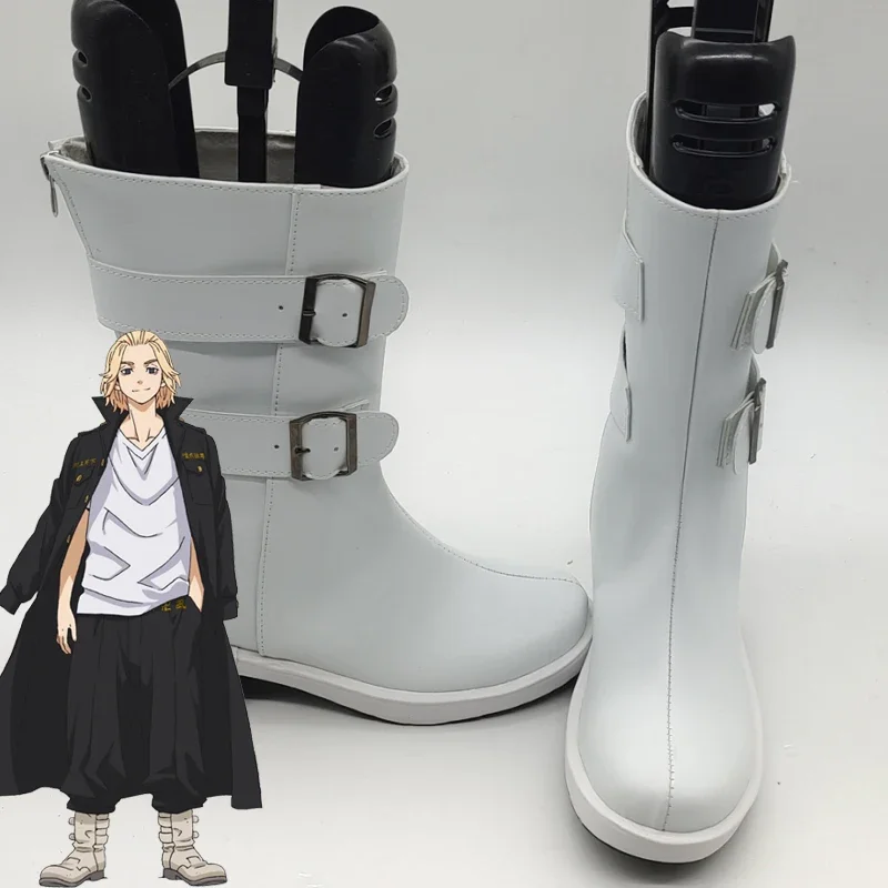 Anime Tokyo Revengers Sano Manjiro Mikey Cosplay Shoes Adult Unisex High White Boots Halloween Costume Party Carnival Props