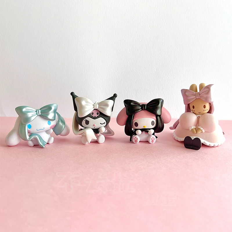 

Sanrio в форме лука, осанка для сидения, витое яйцо Куроми Мелодия, модель настольного украшения, коллекция игрушек, серия подарков