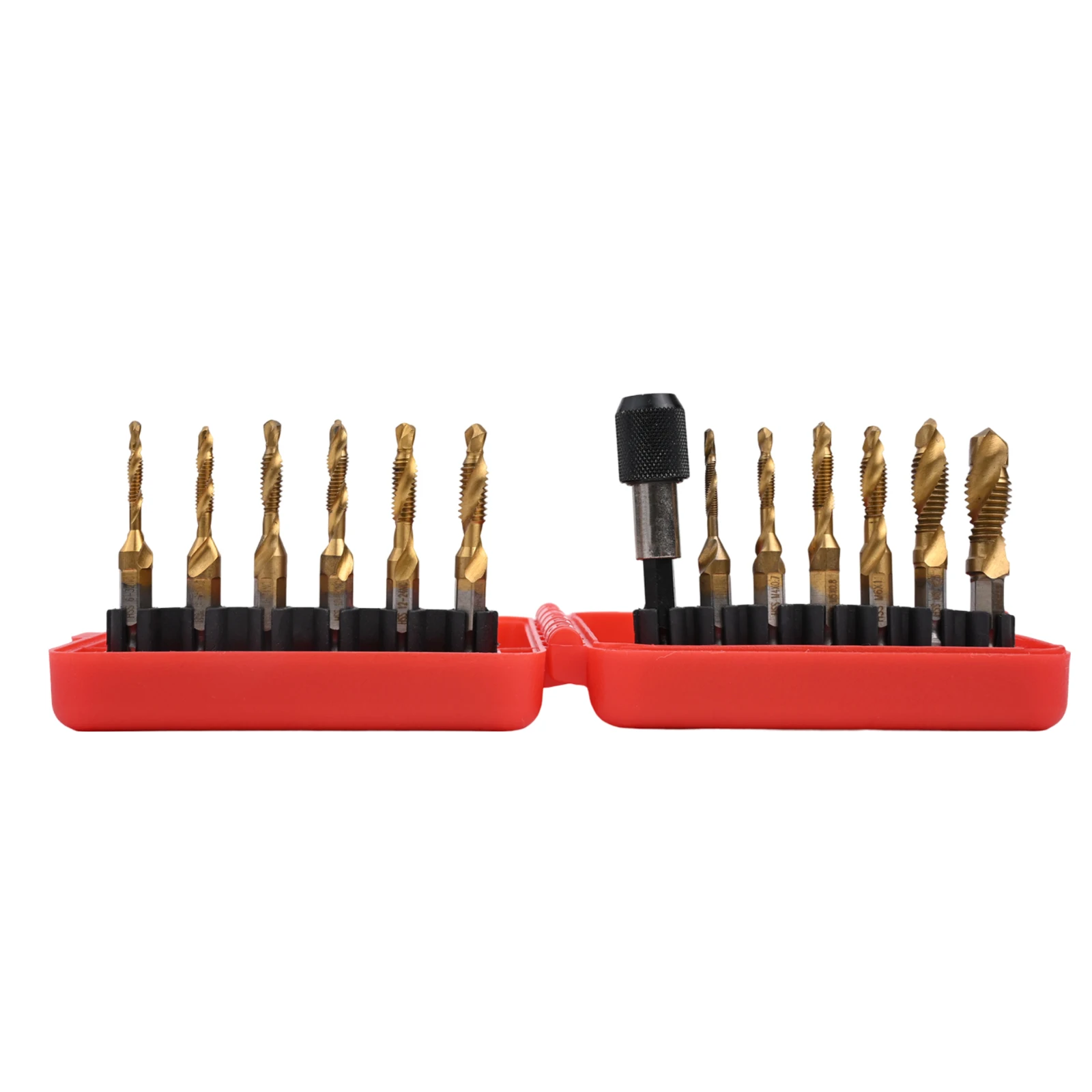 

Набор из 13 метрических сверл SAE и метрических метчиков с быстросменным адаптером с шестигранным хвостовиком для эффективного сверления и нарезания резьбы