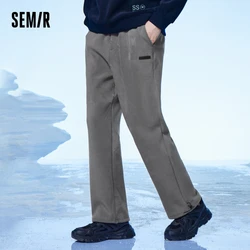 Semir Casual Pants Men 2023 Winter New Simple Plus Velvet Thickened Warm Sports Commuting Loose Straight Trousers