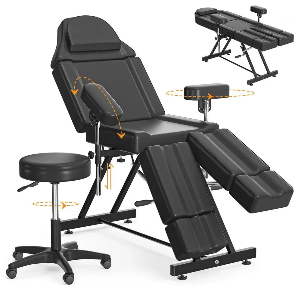 

Chair Bed for Client with Stool amp Split Legs Spa Beds Facial Chairs for Esthetician with Adjustable Head amp Legs amp Armreas