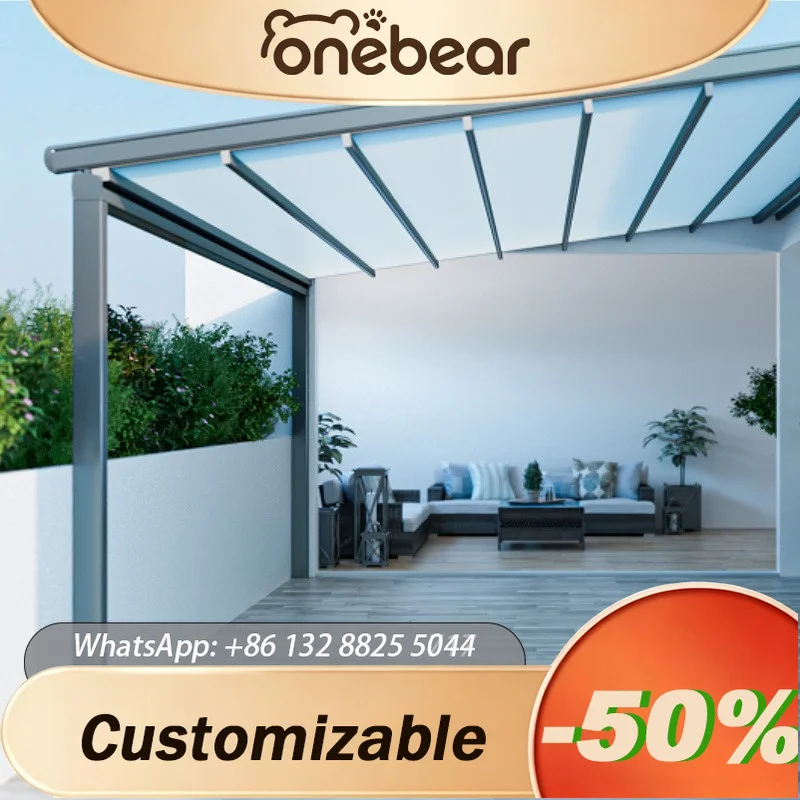 Any Size Custom Smart Outdoor Electric Retractable Aluminum Awning Rainproof Sunproof Shop Carport Villa Foldable Design