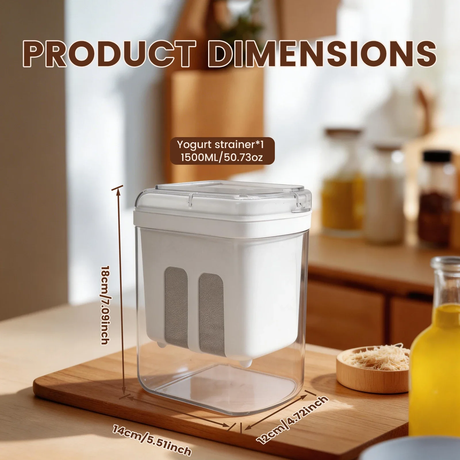 1500ML Yogurt Maker Yogurt Filter Food Strainer Greek Yogurt Machine Filter Screen Cold Extraction Whey Separation Tool