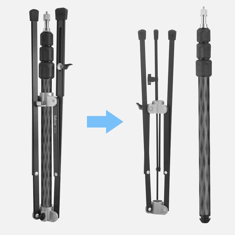 

Photography flash light holder Carbon fiber portable folding floor lamp holder Outdoor light camping Night fishing tripod