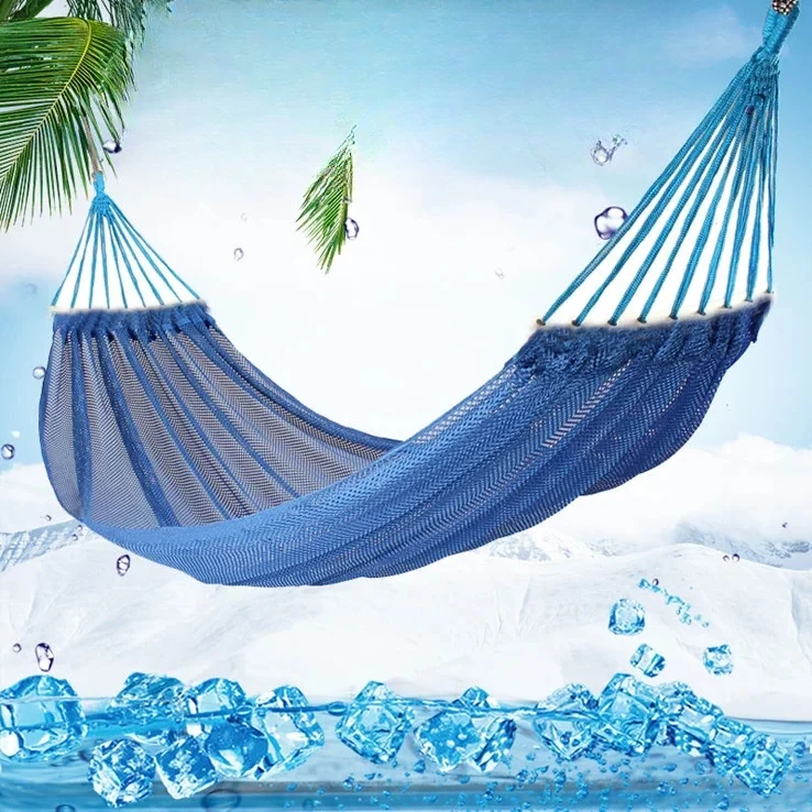 Adult Outdoor Ice Silk Mesh Hammock Single-person Student Dormitory Mesh Hammock Foldable Hanging Chair Portable Sleeping Bed