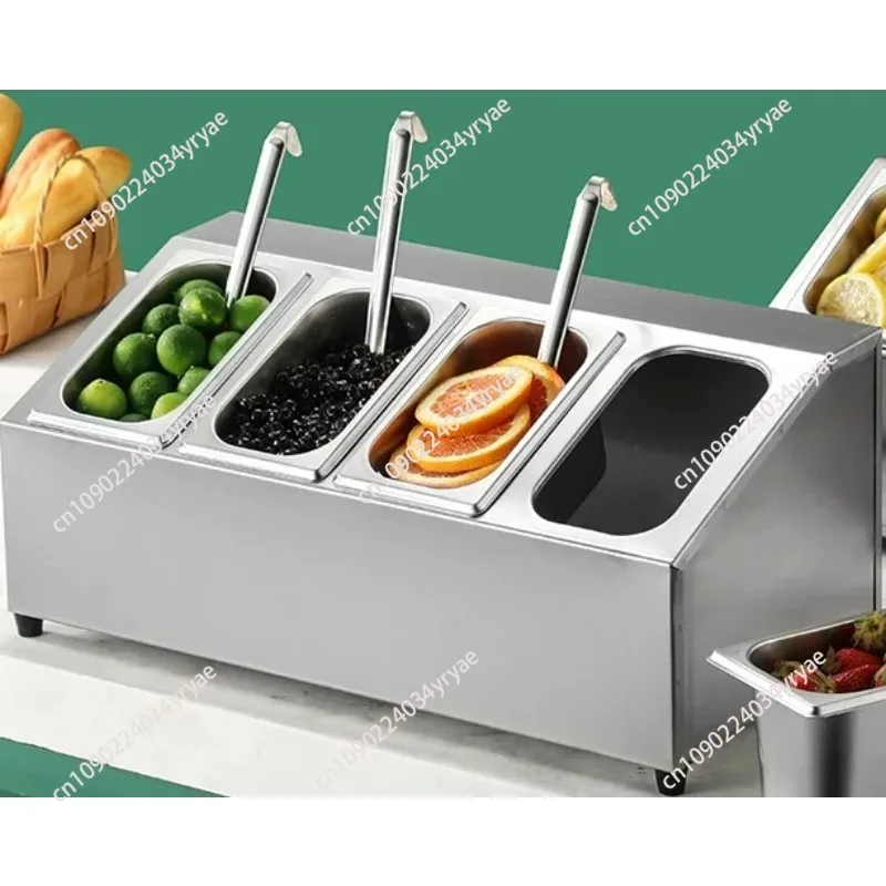 1/9 GN pan with rack Stainless Steel Seasoning canister tray Basin Pot Milk Tea Shop Jam Box Split spice canister set kitchen