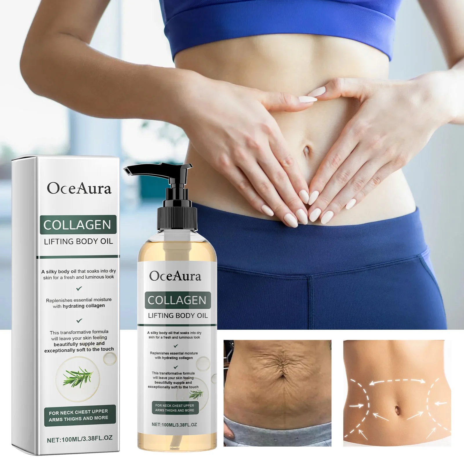 Collagen Body Oil, Hydrating and Moisturizing Arm Skin Comfort Skin Feel Replenishes Essential Moisturewith Hydrating Collagen
