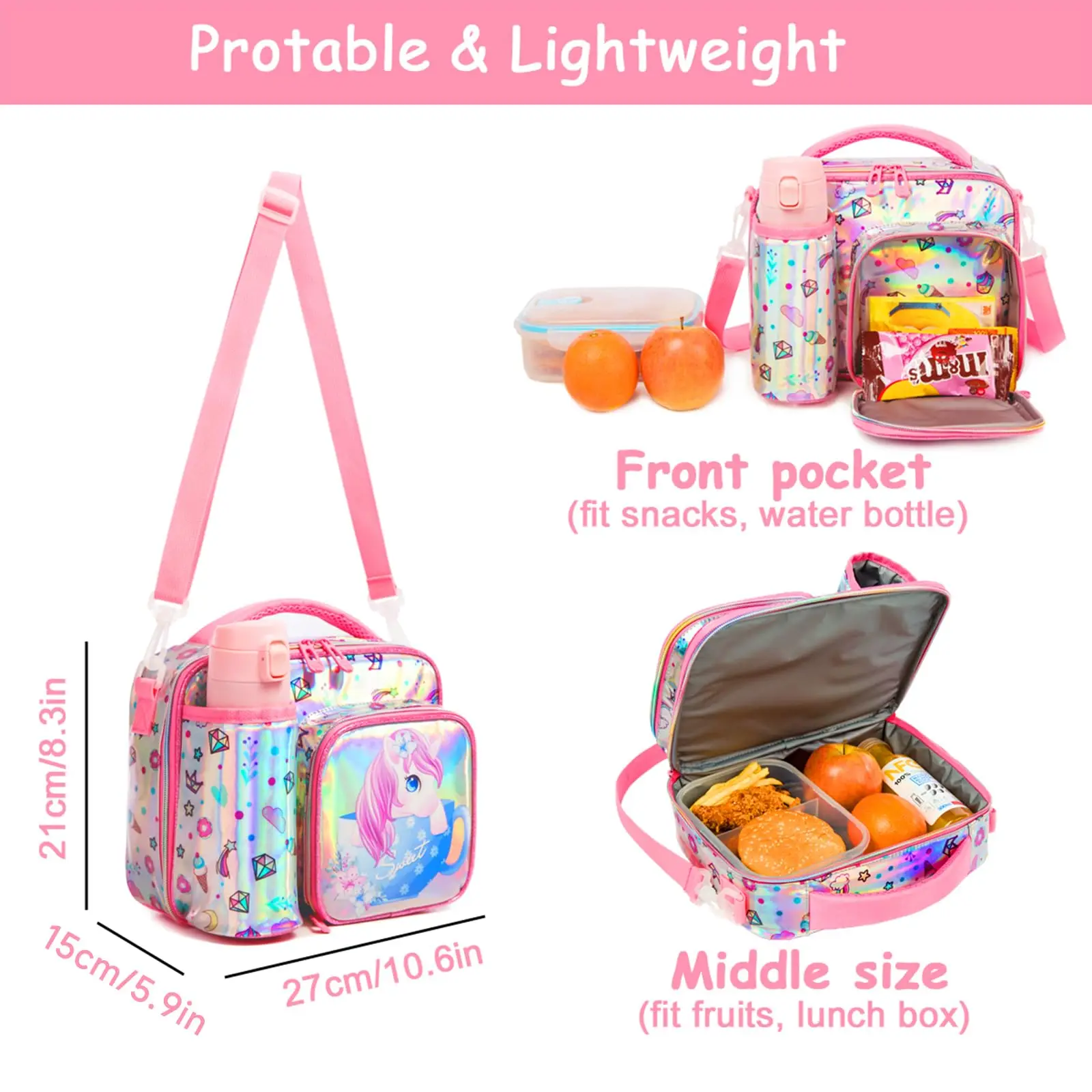 Cartoon Pattern Cooler Lunch Box Fresh Portable Insulated Oxford Lunch Bag Thermal Food Picnic Lunch Tote Bags For Girls Kids