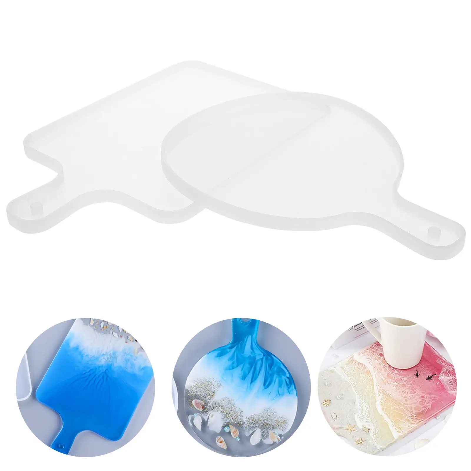 

2Pcs Reusable Silicone Tray Mold DIY Plate Casting Mold for Epoxy Resin Craft Home Decor Coaster Making Tools Tray Molds