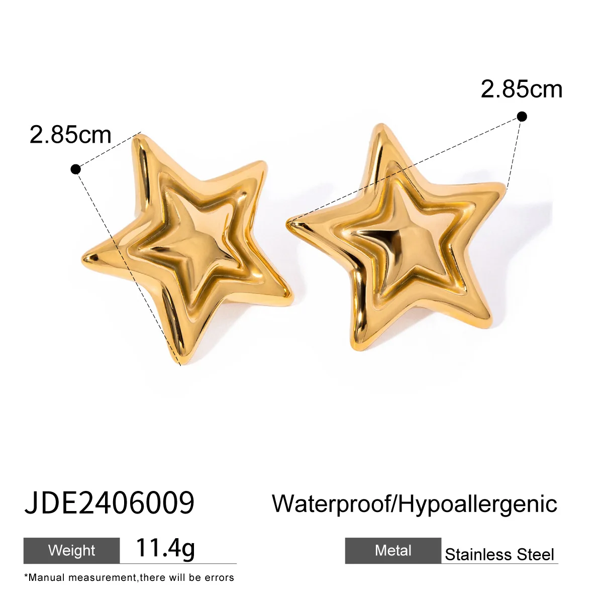 1 Pair Stainless Steel Earing Star Pentagram Shape Women's earrings Retro Punk Earrings For Women Jewelery Festival Gift