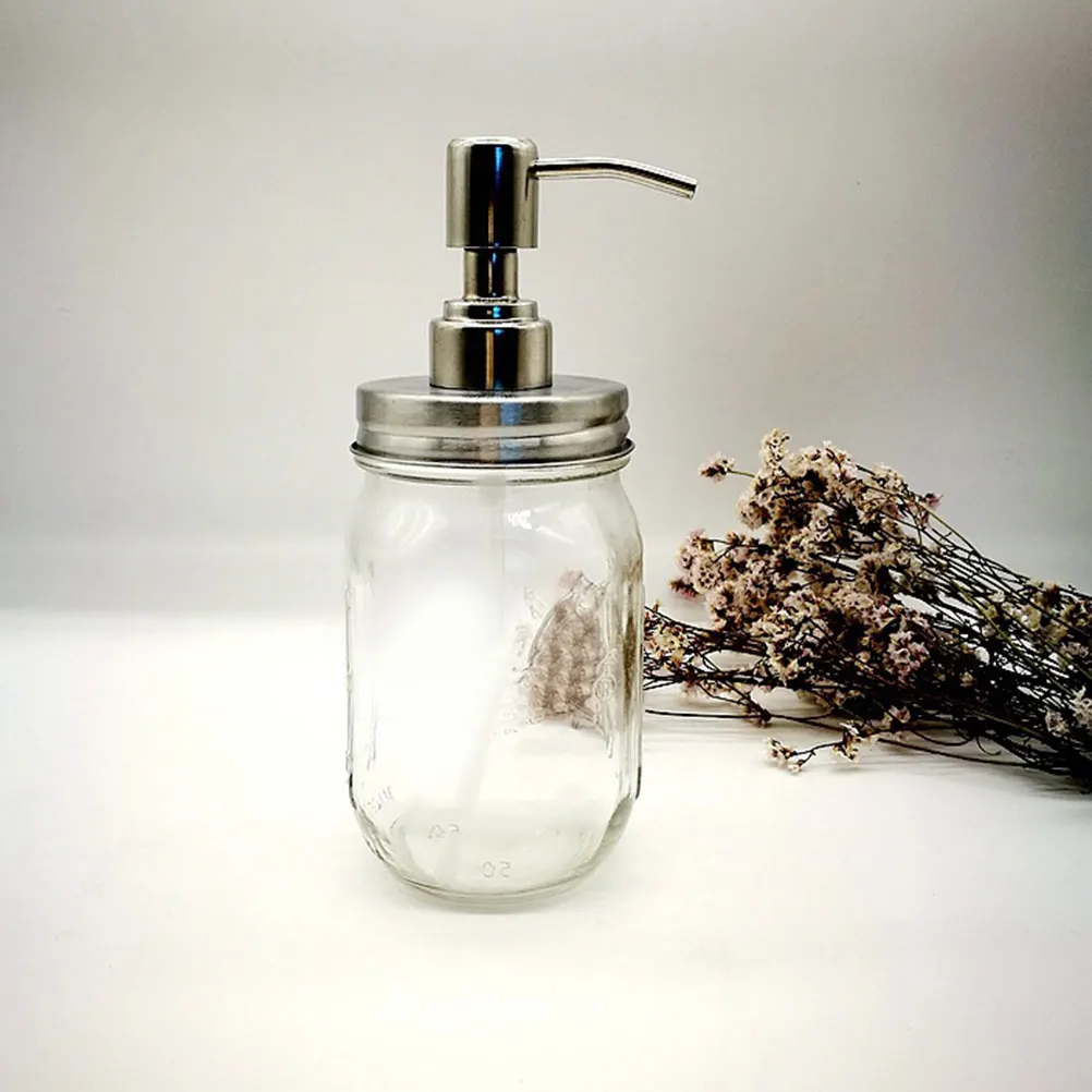 

4pcs Stainless Steel Pump Head Soap Dispenser Leakproof Lotion Hand Canning Jar Lid Replacement Bottle Farmhouse Kitchen
