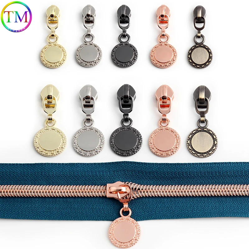 

20-50-80PCS Round 3# 5# Puller Sliders Zipper Heads For Nylon Zippers Shoes Purse Bags Hangbag Tote DIY Replacement Accessories