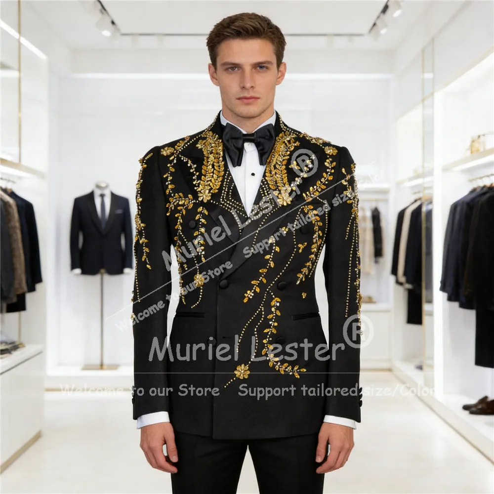 

Роскошные мужские костюмы с бисером и стразами, двубортные пиджаки для выпускного вечера, индивидуальный пошив, для торжеств и вечеринок, смокинги из 2 предметов