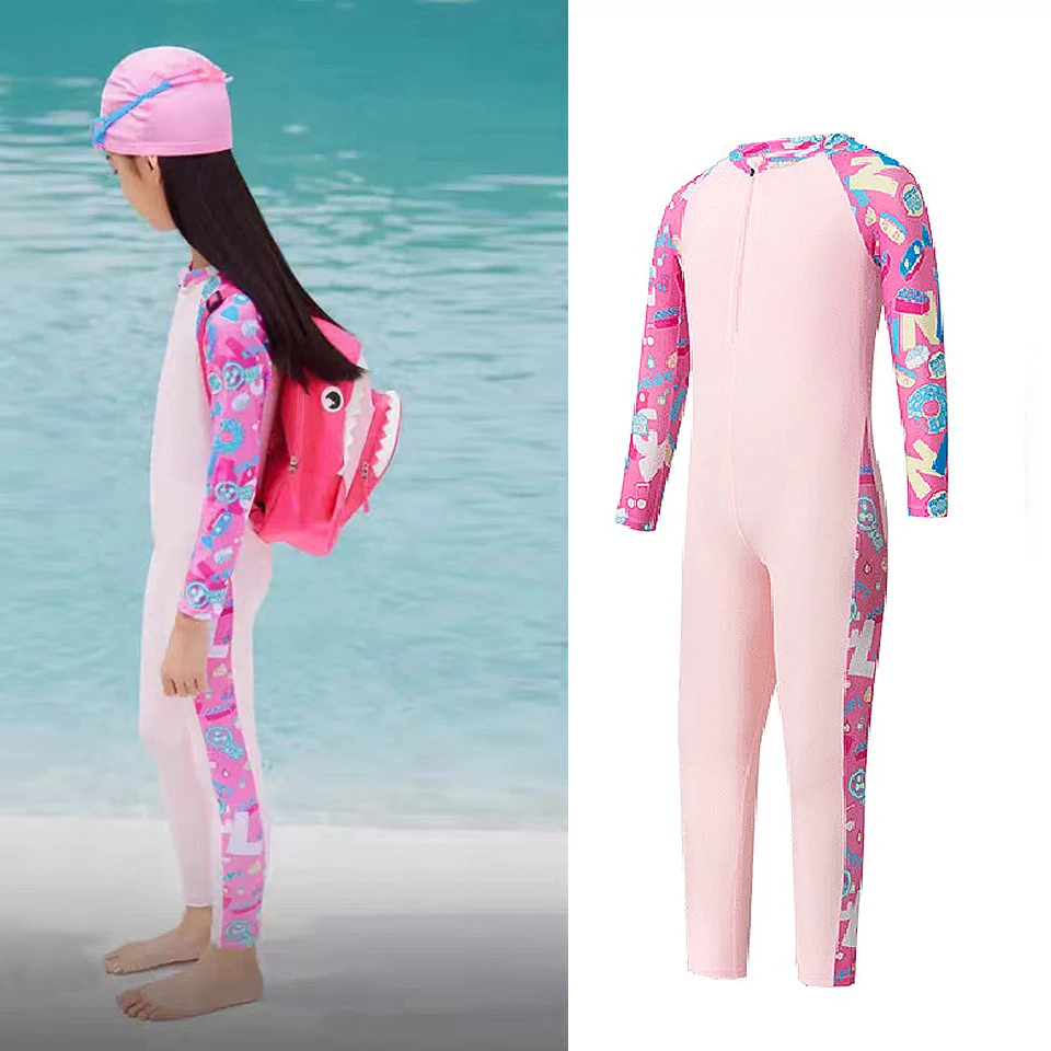 بدلة سباحة للأطفال من Rash Guard للحماية من الشمس وسحاب ثوب سباحة من عمر 4 إلى 14 سنة للفتيات والأولاد بعامل حماية من أشعة الشمس 50+، بدلة سباحة