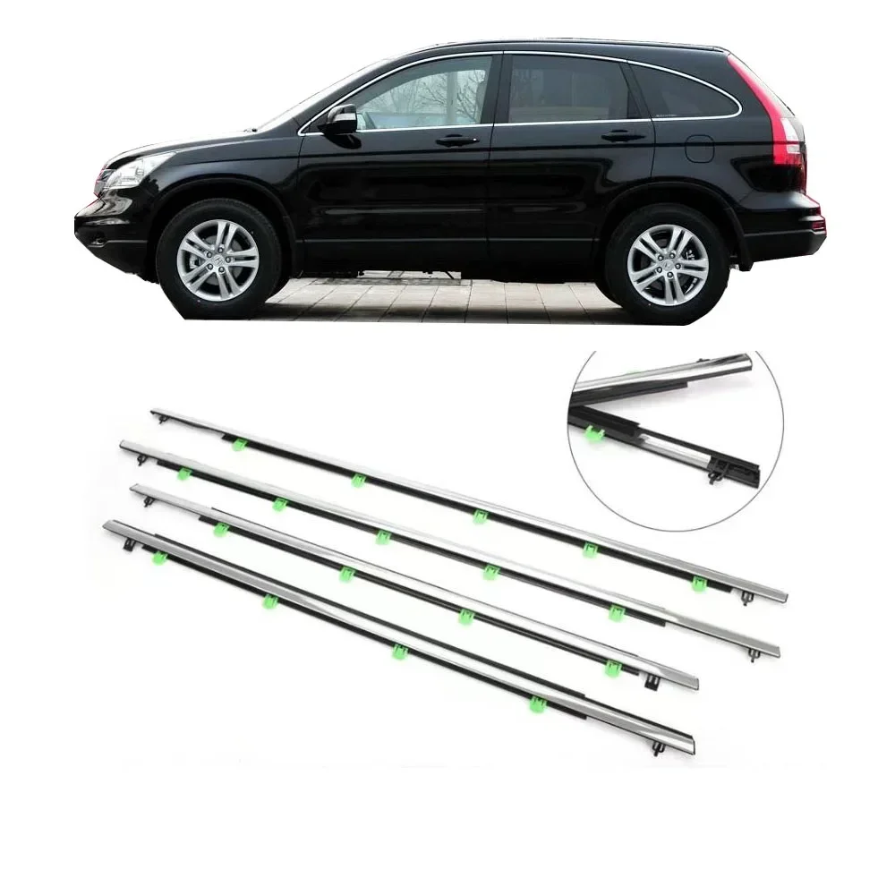 4 Pieces Chrome Windows Chrome Rubber Outside for Honda CR-V 2007-2011 Protector Weatherstrip Seal Full Kit for 72450-SWA-A01
