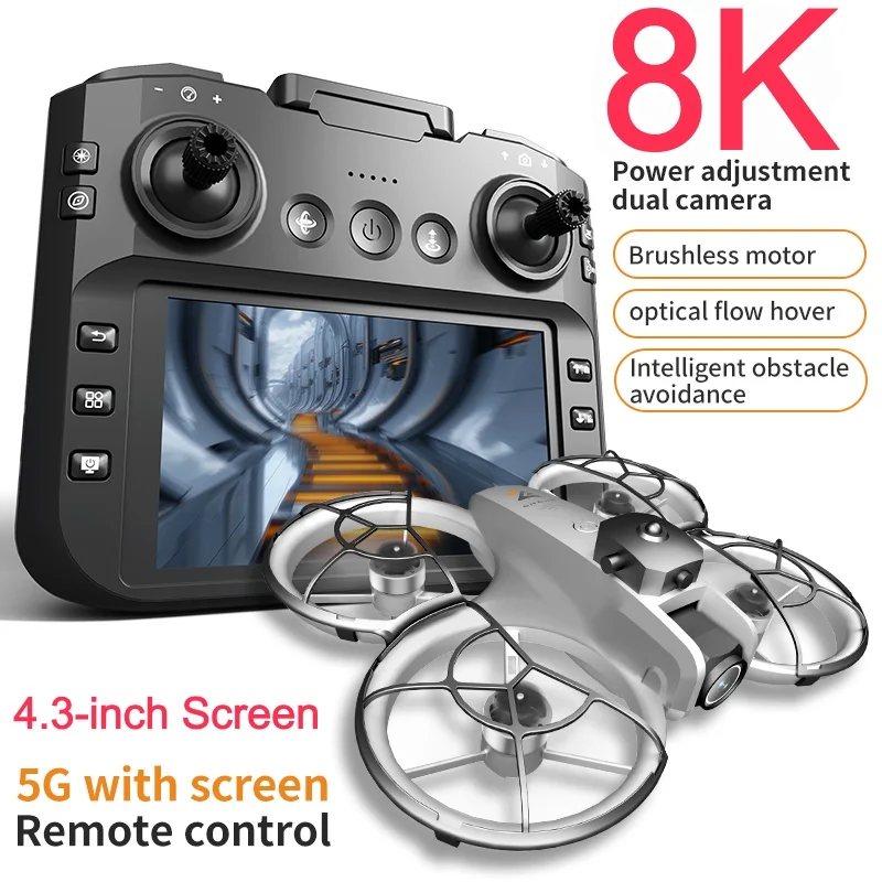 8K ESC Dual Camera Drone Brushless Quadcopter 360 ° intelligent Obstacle Avoidance 4.3-inch Screen Quadcopter 5G WIFI FPV Drone