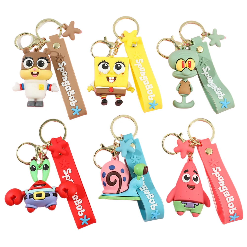 Anime Bob Esponja Squarepants Chaveiro Patrick Star Krabs Gary Sandy Kawaii Brinquedos chaveiro Saco de presente de Natal Presente de aniversário para crianças