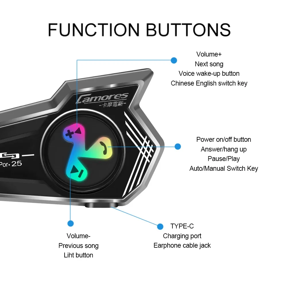 Bluetooth 5.4 capacete da motocicleta fone de ouvido sem fio à prova dwireless água redução ruído fone super longa espera handsfree