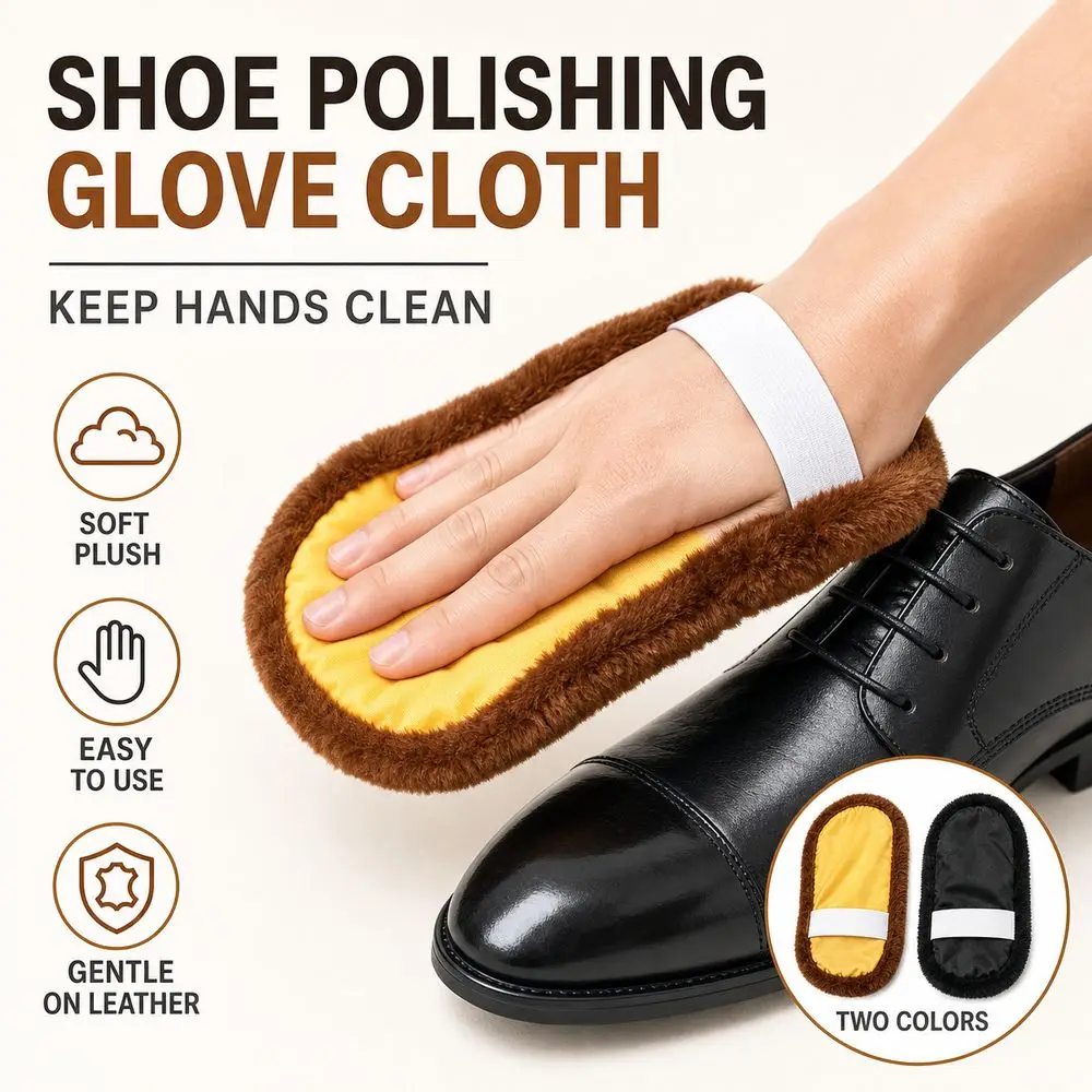 Leather Polishing Mitt Shoe Polishing Glove Shoe Shine Cloth Soft Shoe Shine Mitt Faux Wool Handheld Shoe Cleaning Glove