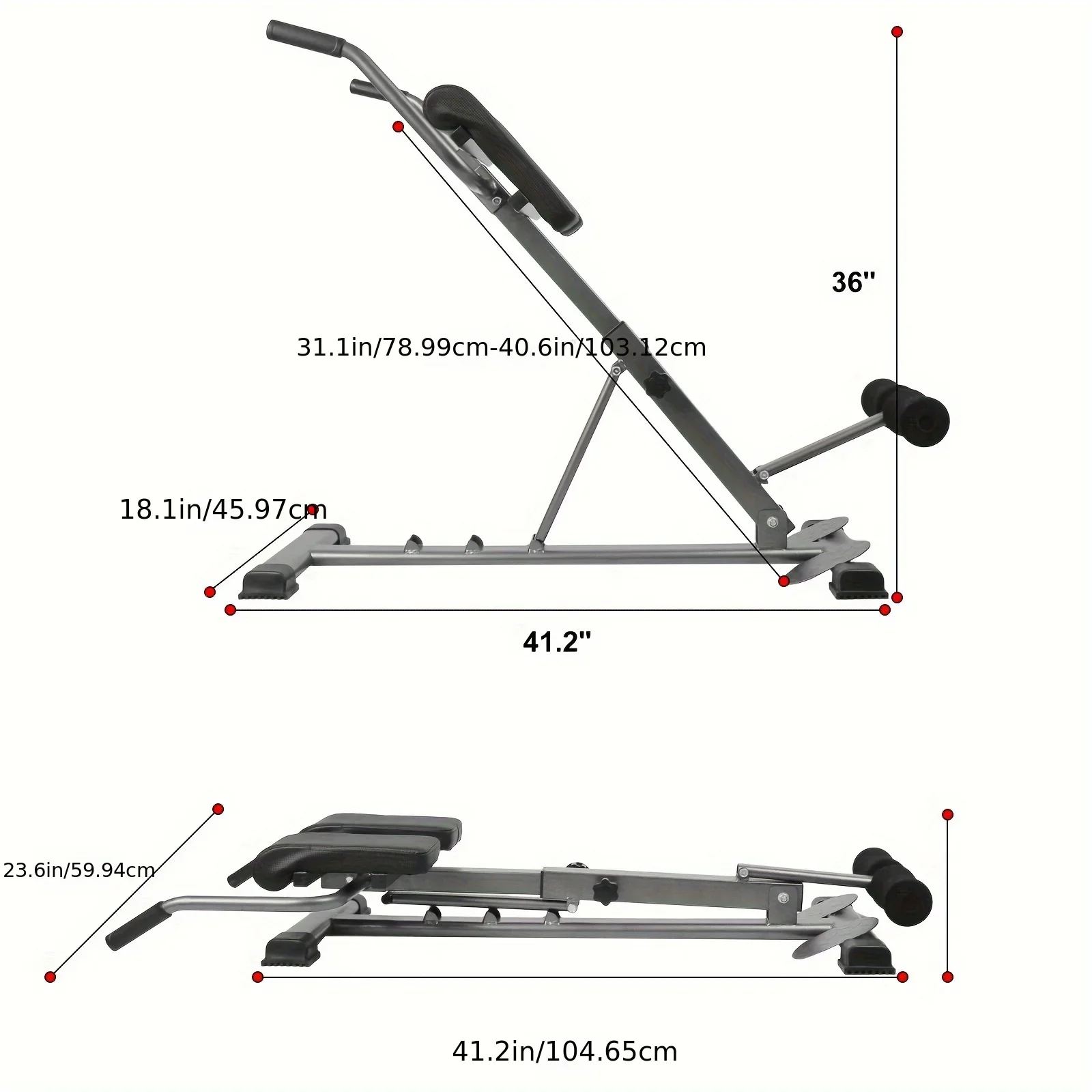 Foldable Roman Chair Back Extension Bench Commercial Fitness Sports Training Equipment