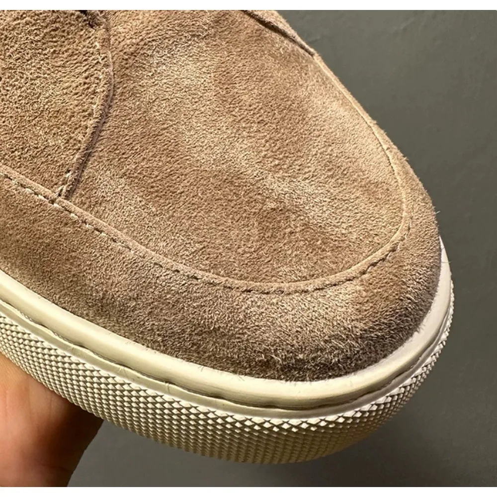 Men's Suede Slip‑On Platform Casual Shoes, Comfort Thick Sole Loafers for Men Daily Walking Street Outdoor Non‑Slip Footwear