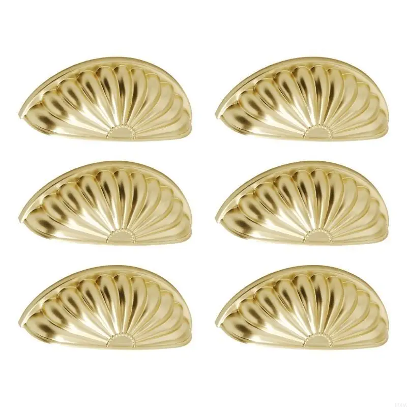 6Pcs Shell Drawer Door Pulls Zinc Alloy Handles Home Furniture Hardware