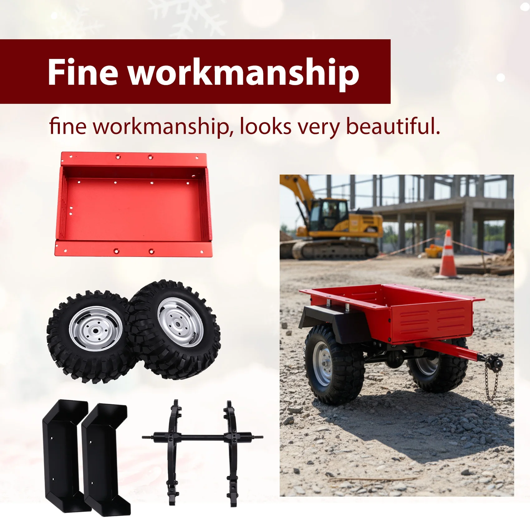 

WOWFU-RC Crawler Trailer 1/10 RC Crawler Axial SCX10 90046 TRX4 TRX6 Redcat RC4WD D90 CC01 Simulation Accessories Red