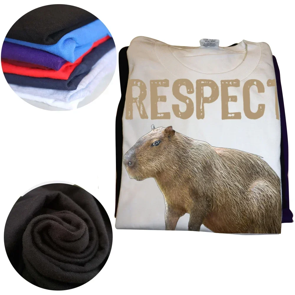 Respect The Capybaras Funny Capibara Photo Classic Cotton EU Size T Shirt Harajuku Streetwear Men Harajuku Funny Man Clothes