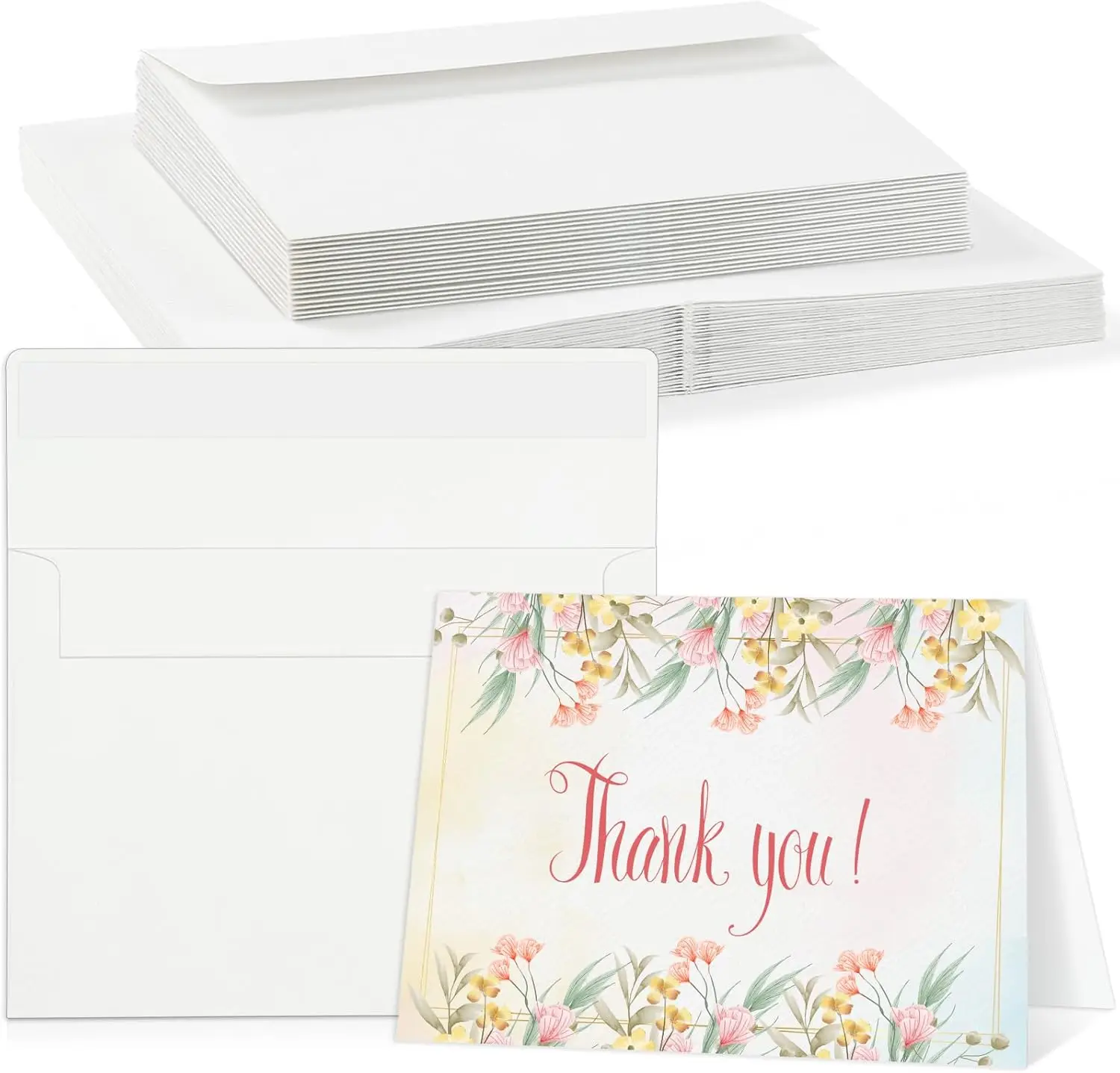 

20 Watercolor Cards with Envelopes, 140lb/300GSM Paper, 4x6 Inch Foldable Blank Cards for Wedding Invitations Greeting Thank You