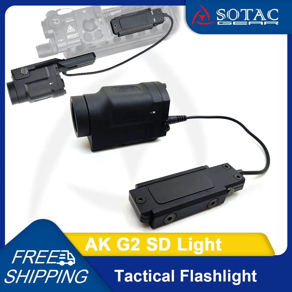 Hunting Metal AK-SD K2 Weapon Flashlight with Remote Pressure Switch White LED and Strobe Light Tactical Powerful Lights