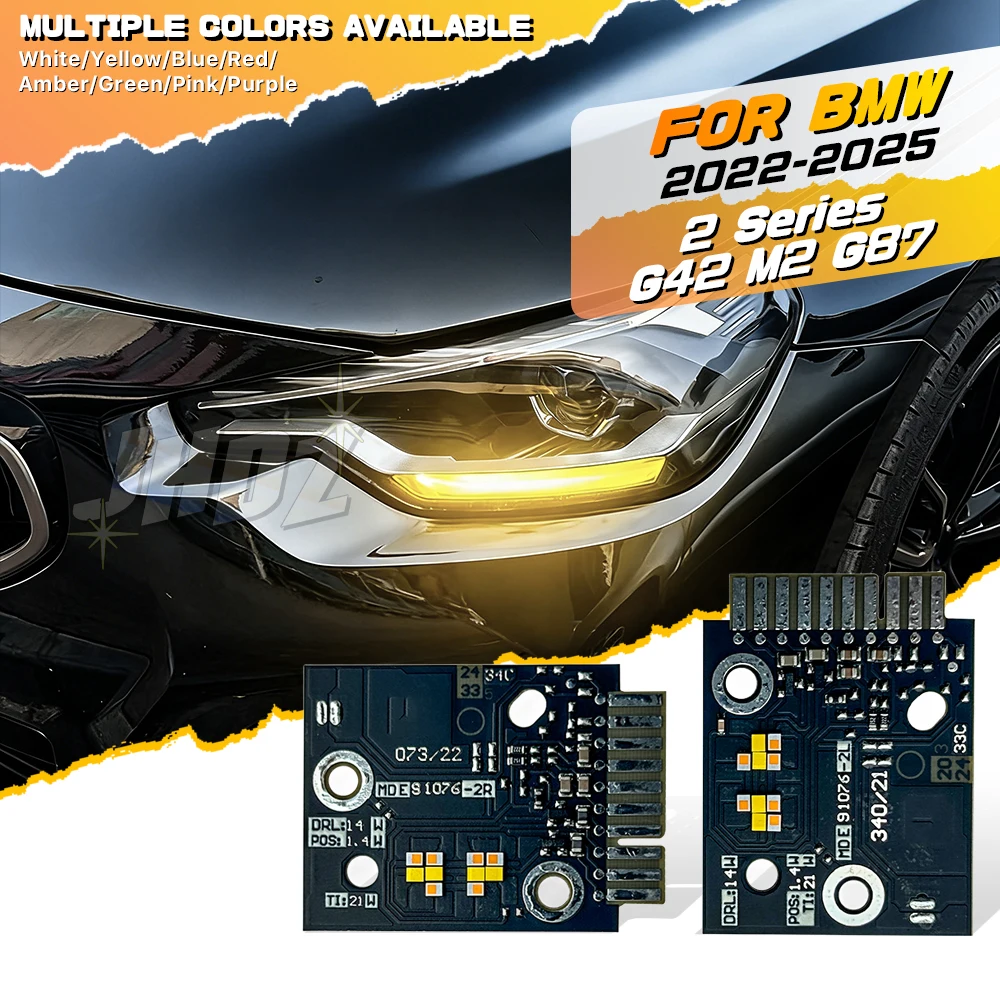 

Желто-красная светодиодная плата с чипами «ангельские глазки» DRL для BMW 2 серии G42 M2 G87 2022-2025, дневные ходовые огни, указатель поворота 63115A043C2