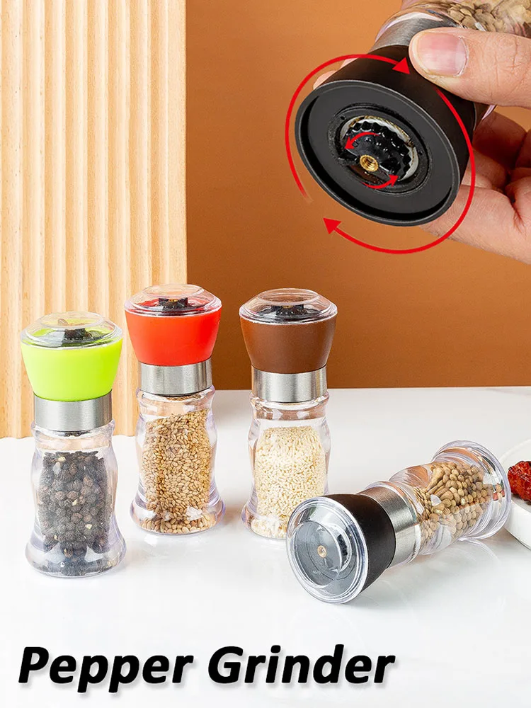 Salt And Pepper Mill Manual Food Grinders Spice Jar Containers Kitchen Gadgets Spice Bottles Glass Household Cooking Tool